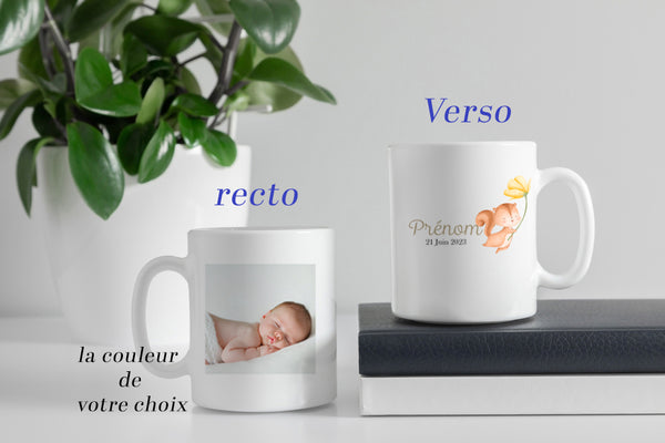 mug personnalisé photo, motif écureuil et prénom