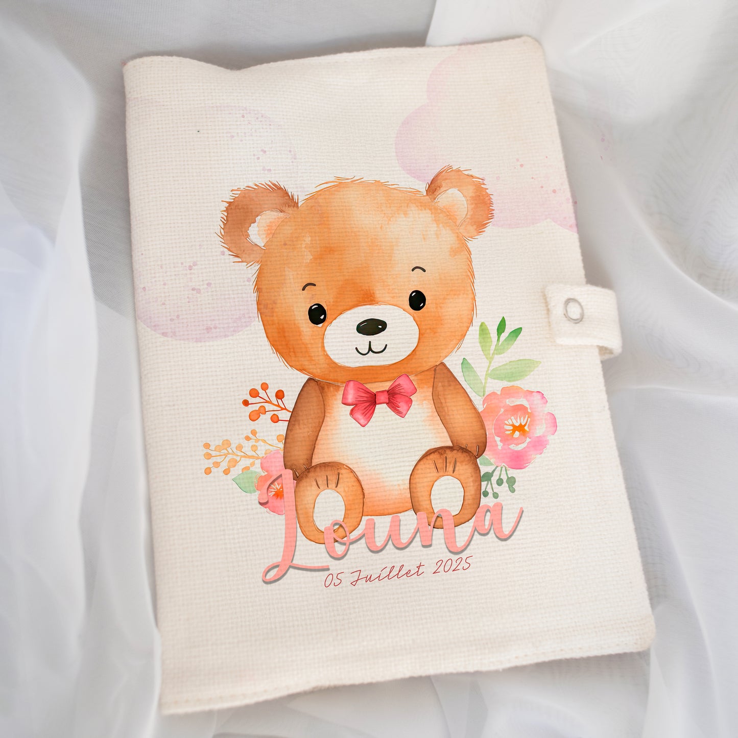 Protège carnet de santé personnalisé motif ourson