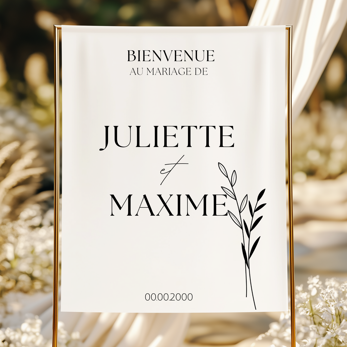 Panneau de Bienvenue tissu Mariage – Élégance et légèreté