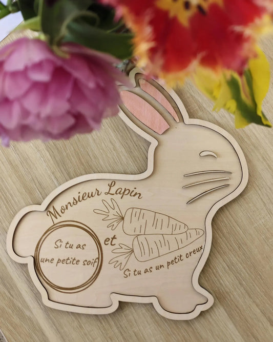 Assiette pour le lapin de Pâques en bois décoration de Pâques chasse aux œufs