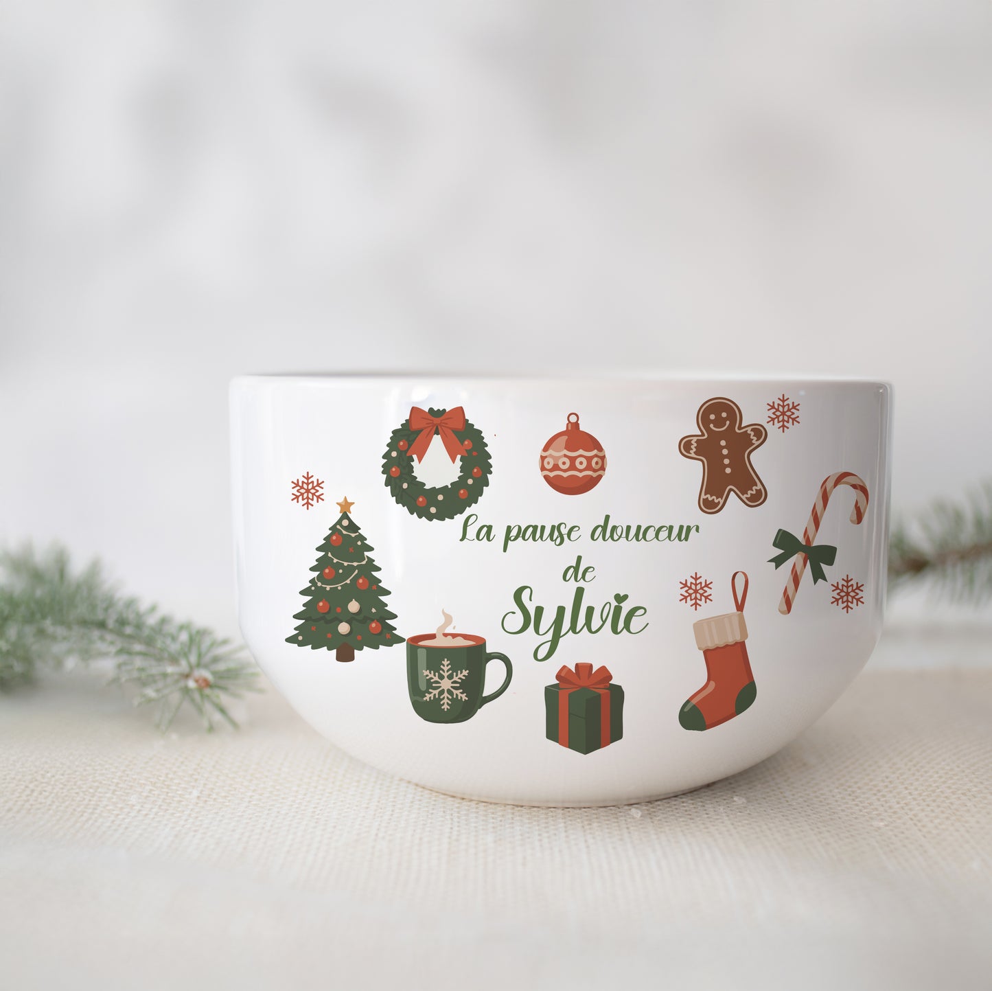 Bol personnalisé Noël (avec ou sans anse) idée cadeau famille maître, maîtresse, nounou...