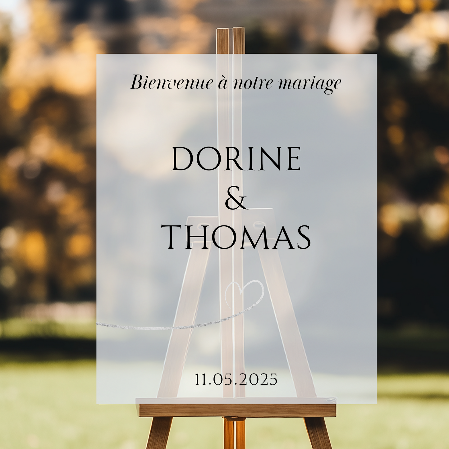 panneau de bienvenue personnalisé mariage en plexiglass givré