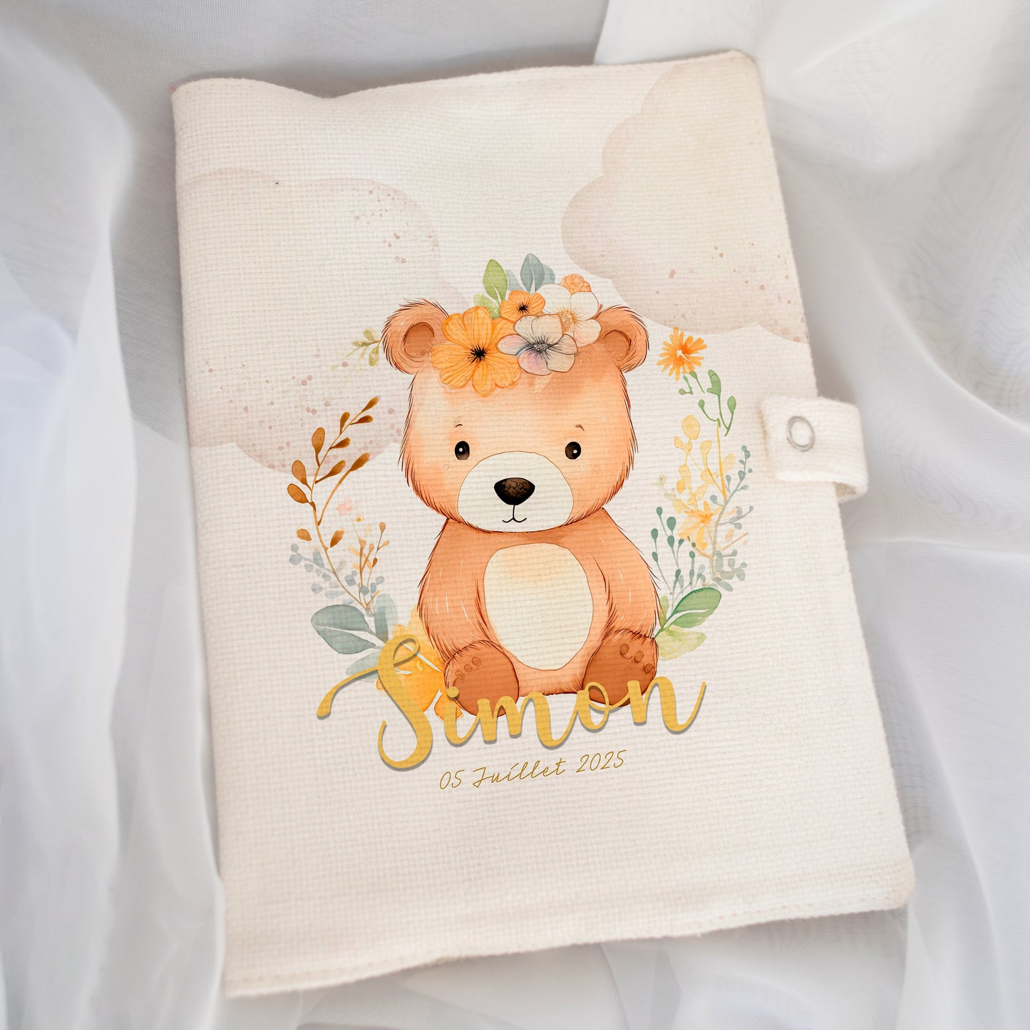 Protège carnet de santé personnalisé motif ourson