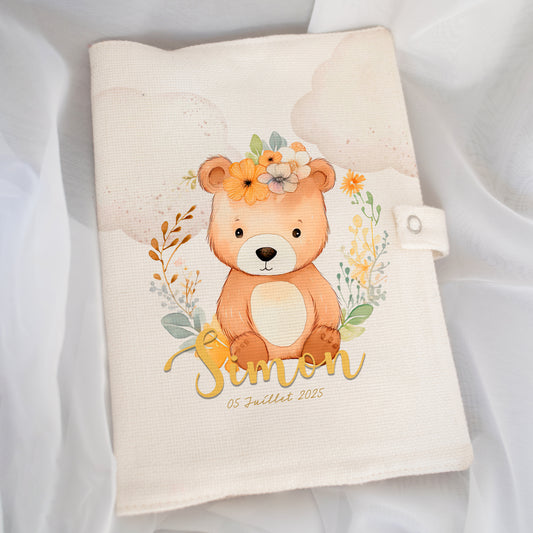 Protège carnet de santé personnalisé motif ourson
