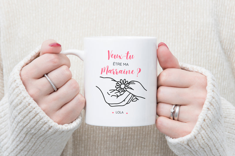 Mug "Demande de Marraine" motif mains