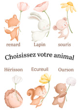 Affiche de naissance personnalisée avec photo thème renard | cadeau, déco naissance