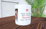 Mug "Demande de Marraine" avec 2 Photos et Message Personnalisé