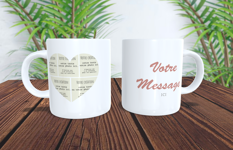 Mug  Personnalisable avec photos:   Un Cadeau qui Vient du Cœur