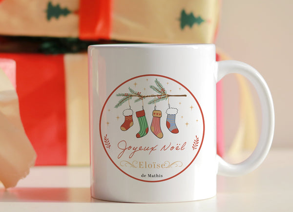 Mug en céramique personnalisé noël - Cadeau noël nounou, mamie, marraine, maitresse