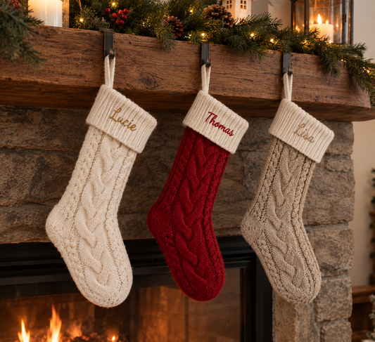Chaussettes le Noël personnalisée. Chaussette de cheminée en laine prénom