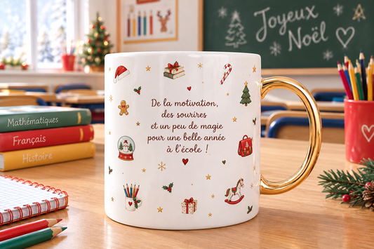 Mug de Noël personnalisé - cadeau nounou maîtresse maîtresse ATSEM AESH...