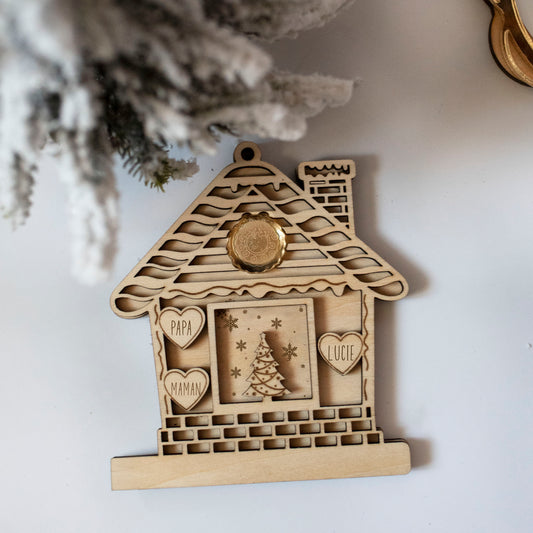 Décoration de sapin de noel bois et plexiglass personnalisé personnalisé famille avec prenoms