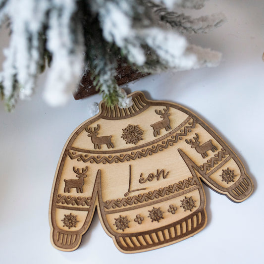 Decoration de noel personnalisé - ornement de sapin en bois gravé