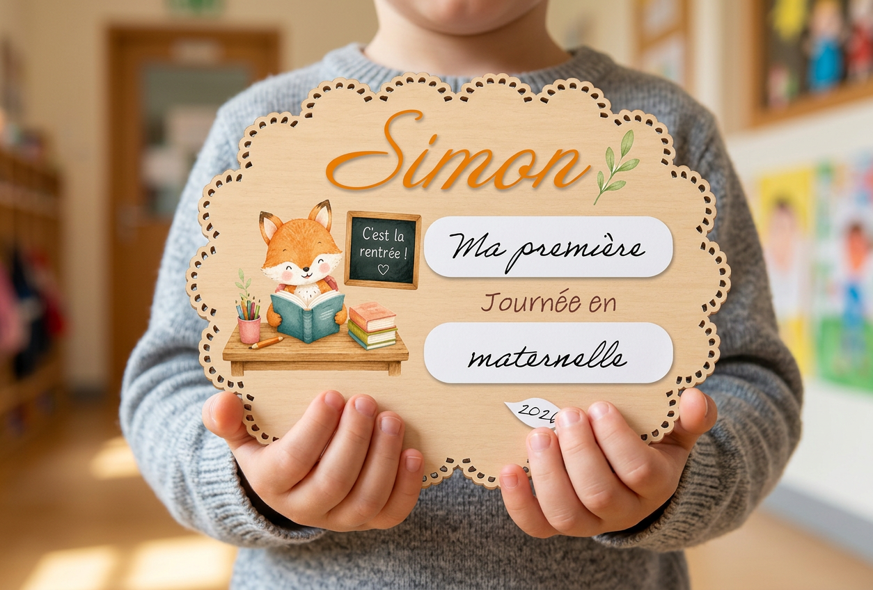 Panneau de rentrée scolaire personnalisé en bois. Première rentrée scolaire ardoise personnalisée premier jour d'école