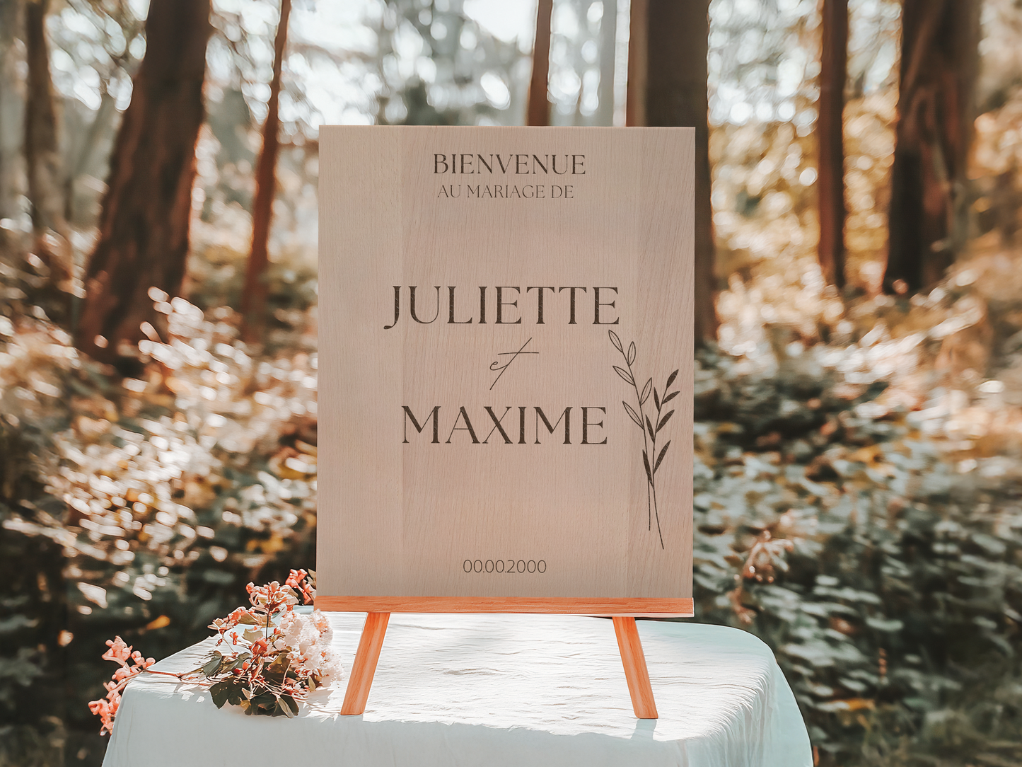 Panneau de bienvenue mariage personnalisé en bois