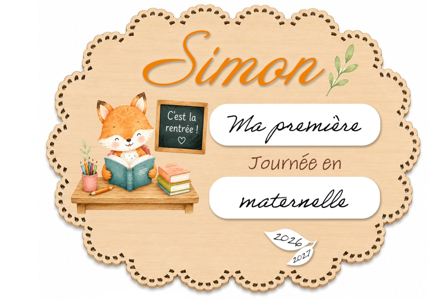 Panneau de rentrée scolaire personnalisé en bois. Première rentrée scolaire ardoise personnalisée premier jour d'école