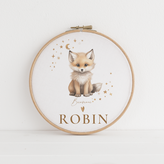 Tambour naissance petit garçon personnalisé prénom – Décoration chambre bébé renard