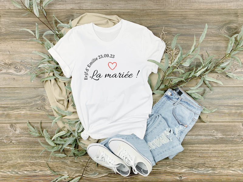 Tee-shirt personnalisé pour evjf prénom mariée et date