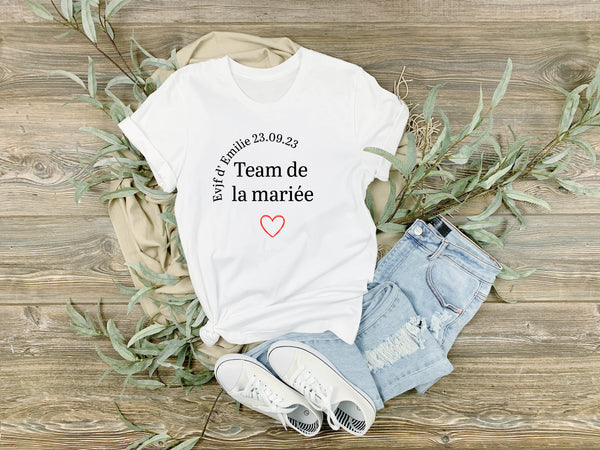 Tee-shirt personnalisé pour evjf prénom mariée et date