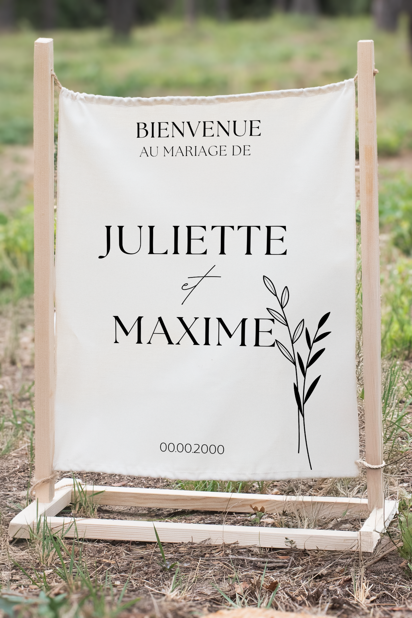 Panneau de Bienvenue tissu Mariage – Élégance et légèreté