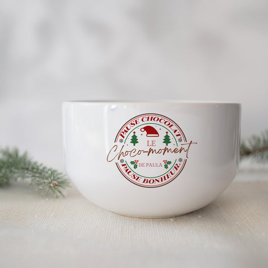 Gros bol personnalisé – Motif de Noël (avec ou sans anse) idée cadeau famille maître, maîtresse, nounou...