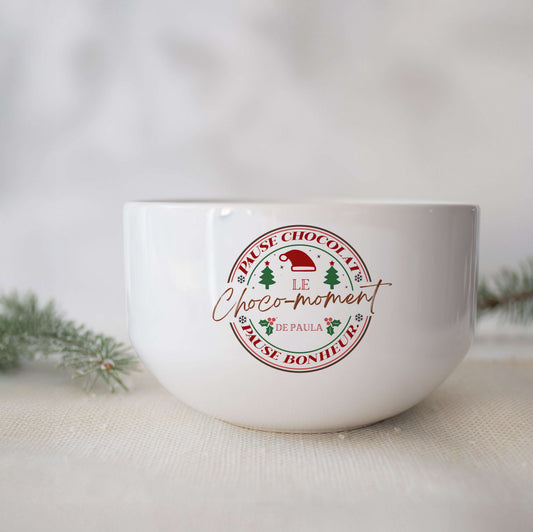 Gros bol personnalisé – Motif de Noël (avec ou sans anse) idée cadeau famille maître, maîtresse, nounou...