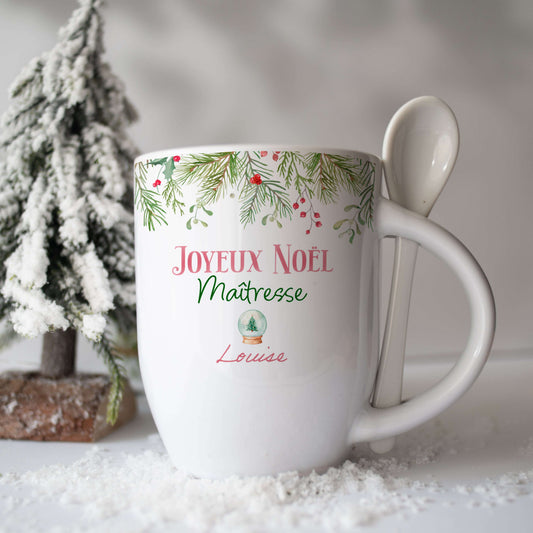Mug de noël personnalisé - idée cadeau maîtresse, nounou....