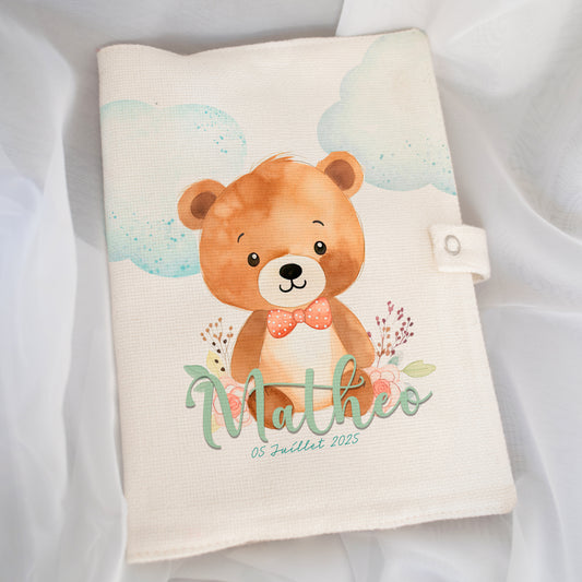 Protège carnet de santé personnalisé motif ourson