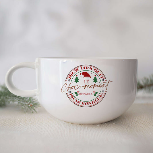 Gros bol personnalisé – Motif de Noël (avec ou sans anse) idée cadeau famille maître, maîtresse, nounou...