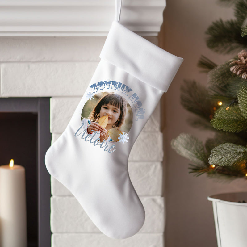 Chaussette de Noël personnalisée photo et prénom